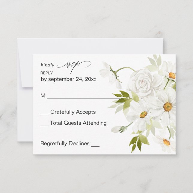 Daisy White Floral no Meal RSVP 3 (Frente)