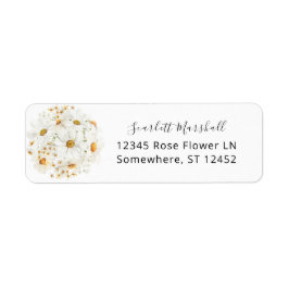 Daisy White Floral Return Address Label Etiqueta 2