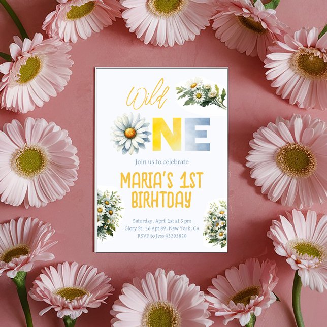 Daisy Wild One 1rua Convite de aniversário (Criador carregado)