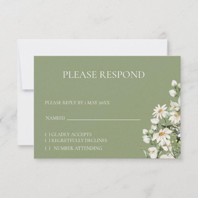 Daisy Wildflower Boho RSVP card (Frente)