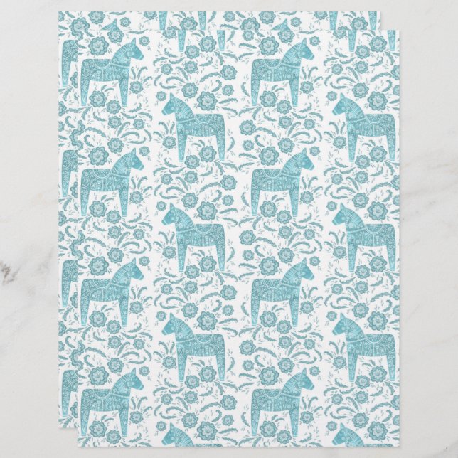 Dala Horse Folheto de Arte Foliar Sueco (Frente/Verso)