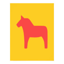 Dala Horse Red on Yellow Poster