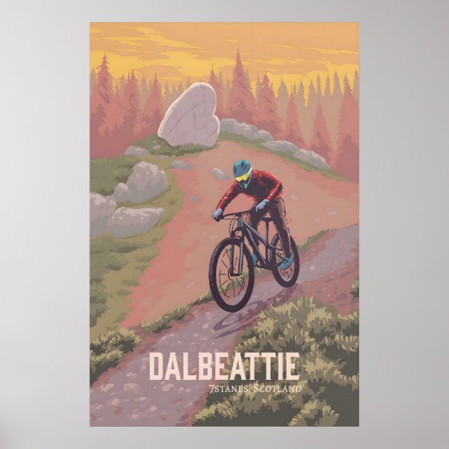 Dalbeattie Mountain Biking Travel Poster (Frente)