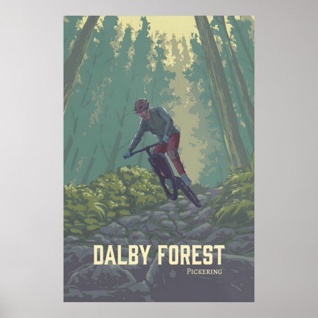 Dalby Forest Mountain Biking Travel Poster (Frente)