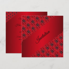 Dálhias vermelhas sangue em convite estilo gótico