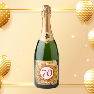 dália vermelha e amarela do aniversário do 70