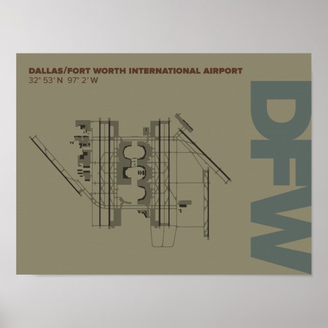 Dallas/Ft. Diagrama Poster do aeroporto Worth (DFW (Frente)
