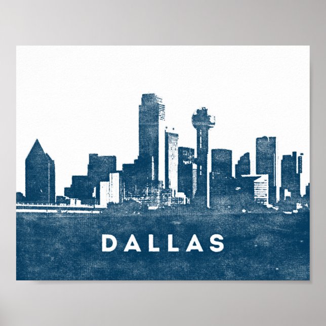 Dallas Poster City Skyline Impressão Texas (Frente)