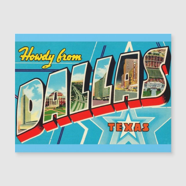 Dallas, Texas Viagens vintage Magnética Card (Frente)