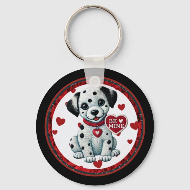 Dalmaciano Puppy Love Chaveiro - Be Mine Namorados (Frente)