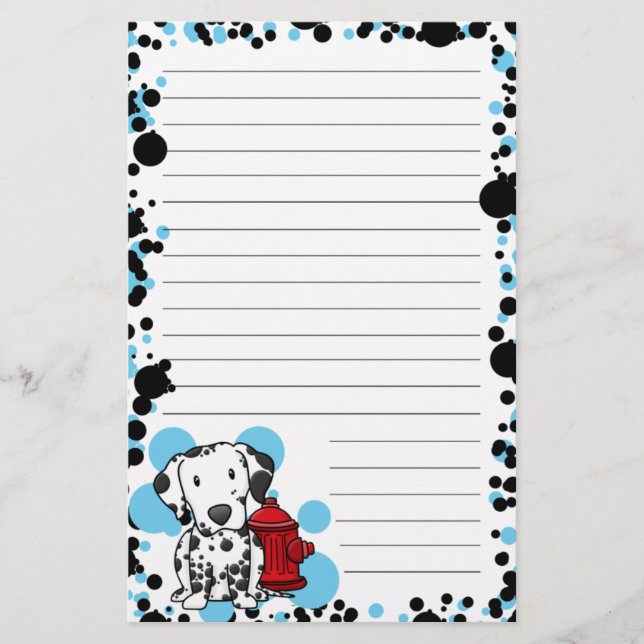Dalmatian de Kawaii & artigos de papelaria da boca (Frente)