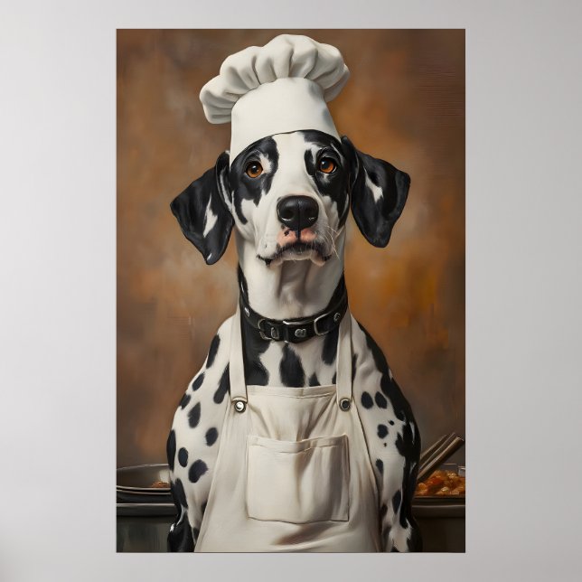 Dalmatian In Chefs Hat Poster, Pet Poster (Frente)