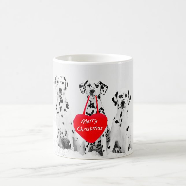 Dalmatianos desejando caneca Feliz de Natal (Centro)