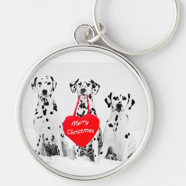 Dalmatianos desejando feliz chaveiro de Natal (Frente)
