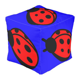 Dama Azul De Poliéster Cubo Grande Pouf