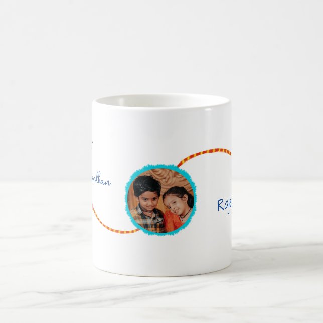 Dama de bandhan Raksha com foto, caneca Rakhi/ Rak (Centro)