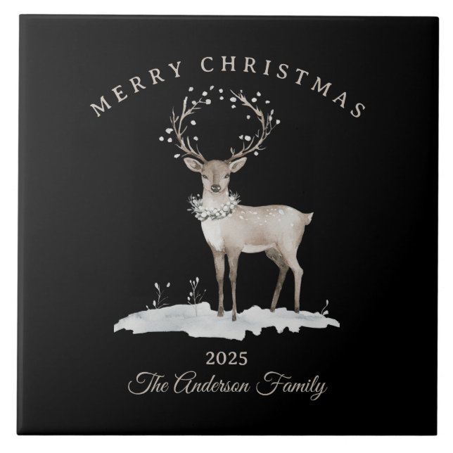 Dama de Natal de renas brancas de creme personaliz (Frente)