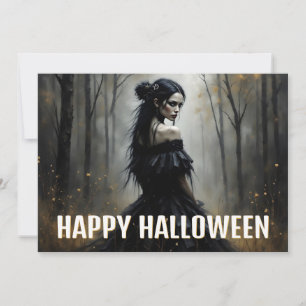 Dama Mística na Floresta Escura de Halloween