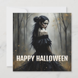 Dama Mística na Floresta Escura de Halloween