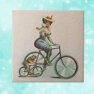Dama Vitoriana Antiga Bicicleta de Cachorro