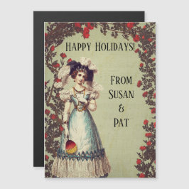 Dama Vitoriana no Jardim Rosa vermelha com Ventila