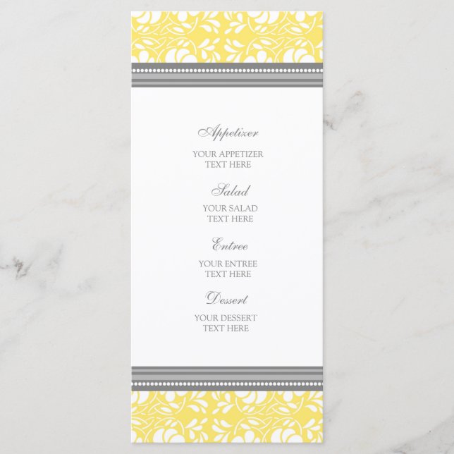 Damas de Cinza Lemon Menu Casamento (Frente)