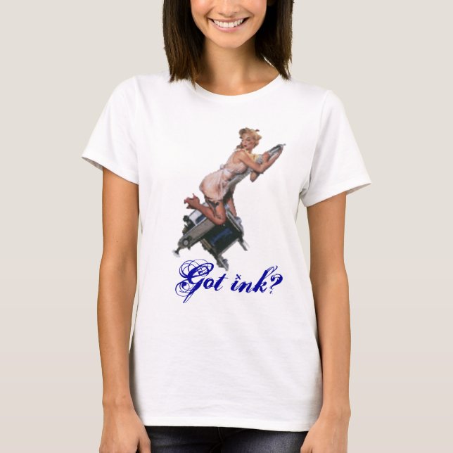 Damas Ringer "Tirei Tinta?" Camiseta (Frente)