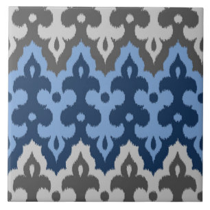 Damasceno Marroquino Ikat, Azul e Cinza