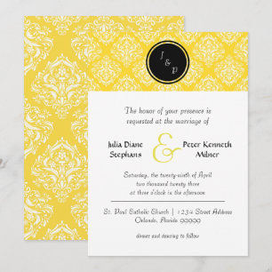 Damasco Amarelo - Convite para Casamento
