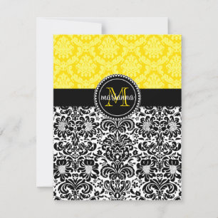 Damasco Amarelo Negro Elegante Personalizado