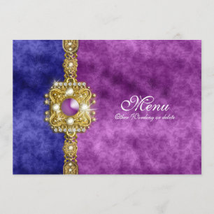 damasco azul roxo do menu que bling