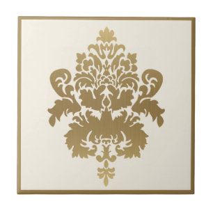 Damasco branco Dourado da Elegante Classy Vintage