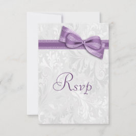 Damasco Branco e Laço Falso Roxo RSVP