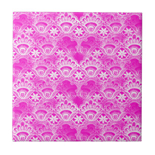 Damasco branco fúcsia feminino do laço do rosa