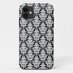 Damasco - Branco na capas de iphone Preta
