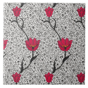 Damasco, cinza e vermelho da tulipa de Nouveau da