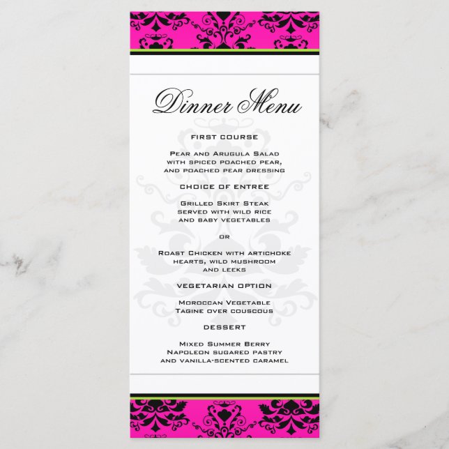 Damasco cor-de-rosa e preto com menu Janto Slim Ve (Frente)