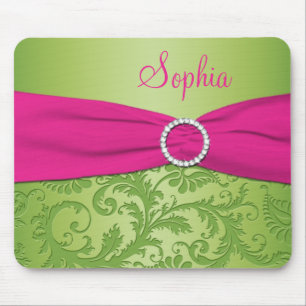 Damasco cor-de-rosa e verde Mousepad