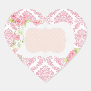 Damasco cor-de-rosa etiquetas personalizadas