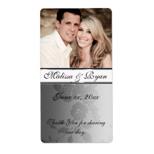 Damasco da prata da etiqueta do vinho do casamento