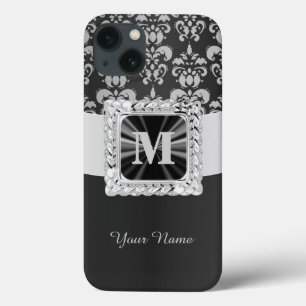 Damasco de vintagem preto-e-branco personalizado
