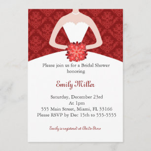 Damasco do vermelho do chá de panela do convite d