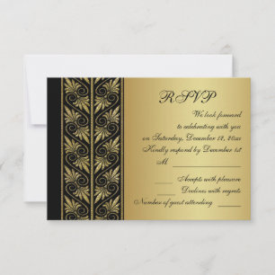 Damasco dourado do efeito em RSVP Wedding preto