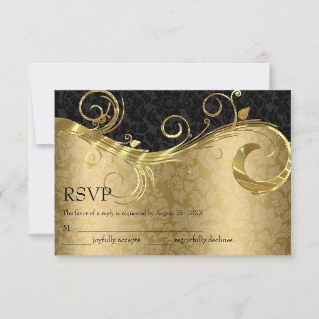 Damasco Dourado E Preto - RSVP (Frente)