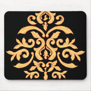 Damasco dourado Mousepad para a mesa de escritório