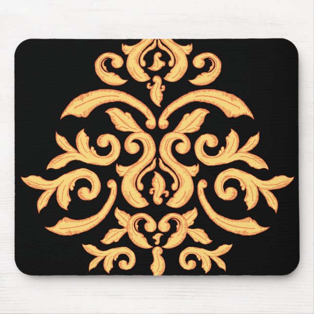 Damasco dourado Mousepad para a mesa de escritório (Frente)