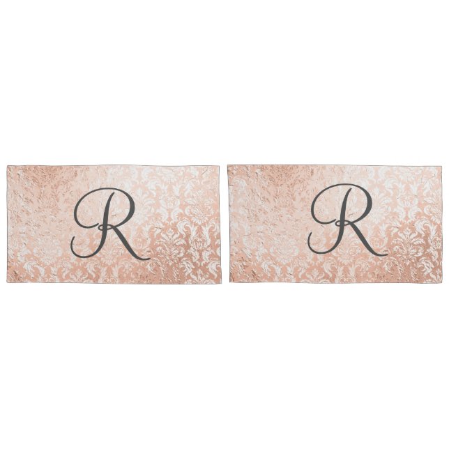 Damasco Dourado Rosa Monogramado (Traseira-Conjunto)