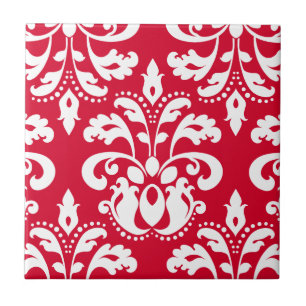 Damasco elegante vermelho e branco do Natal