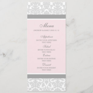 Damasco floral cinzento do rosa do menu do