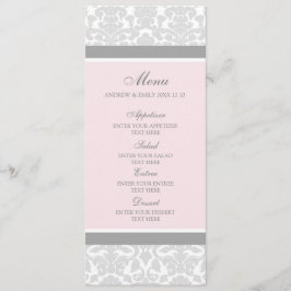 Damasco floral cinzento do rosa do menu do